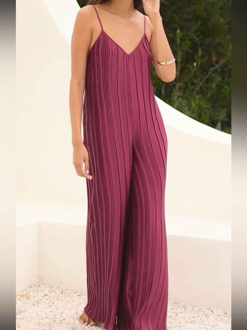 Anthropologie NWT Wine Burgundy Pleated Maxi Dress XS - Picture 8 of 9